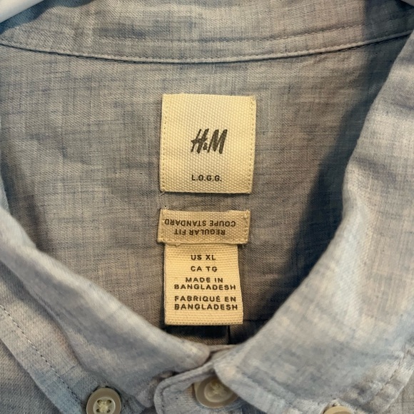 Mens Xl H&M BABY BLUE BUTTON UP DRESS SHIRT - Picture 3 of 5